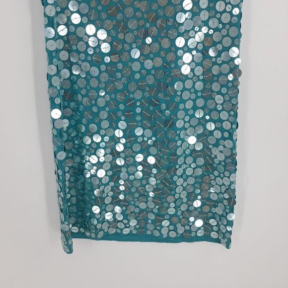 VENUS Dress Disco Mermaid Sequined Tank Mini Scoop Neck Aqua Watercolor Size S - Picture 5 of 11